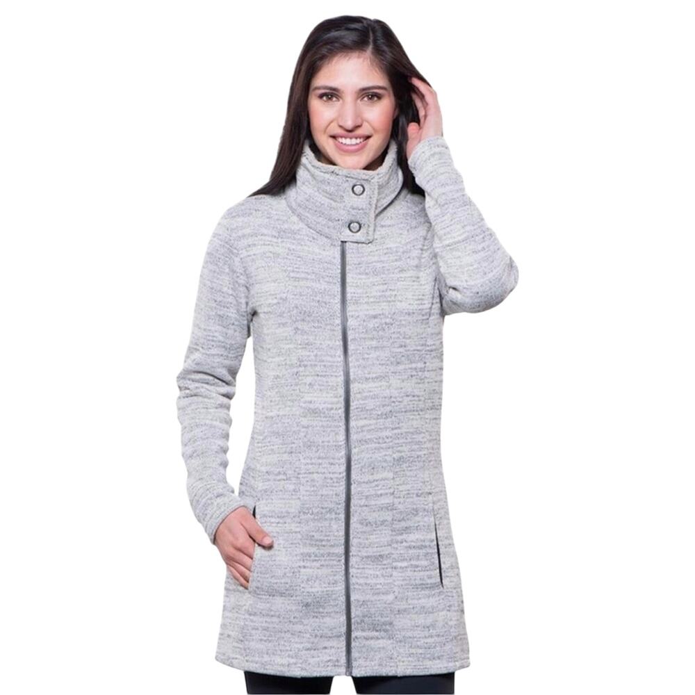 Kuhl Alaska Sweater Jacket Small Gray Black Marled Zip Up Cold Weather Coat